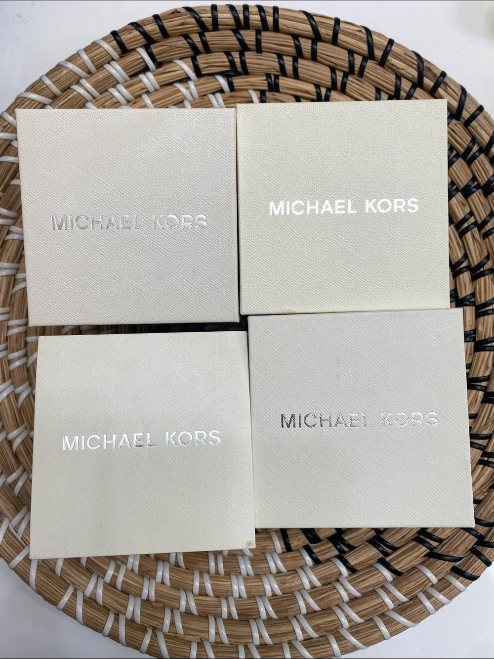 Set of 4 Michael Kors Cream / off white Jewelry Boxes